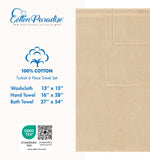 Cotton Paradise 100% Cotton Turkish Towel Set, Soft Absorbent Quick Dry, 6 Piece Towel Set, Beige
