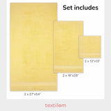 TEXTILOM 100% Turkish Cotton 6 Pcs Bath Towel Set, Luxury Bath Towels for Bathroom, Soft & Absorbent Bathroom Towels Set (2 Bath Towels, 2 Hand Towels, 2 Washcloths)- Yellow