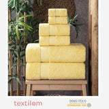 TEXTILOM 100% Turkish Cotton 6 Pcs Bath Towel Set, Luxury Bath Towels for Bathroom, Soft & Absorbent Bathroom Towels Set (2 Bath Towels, 2 Hand Towels, 2 Washcloths)- Yellow