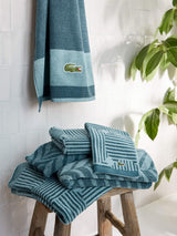 Lacoste Herringbone 100% Cotton Towel, 13x13 Wash Cloth, Dark Teal