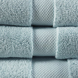 Madison Park Signature Splendor Luxury 100% Cotton Bathroom Towel Set - Soft, Plush 1000 GSM Heavyweight Hotel Quality, Zero Twist, Highly Absorbent, Quick Dry, Multi Sizes, Blue 6 Piece
