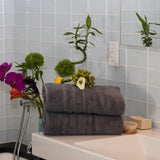 Mosobam Luxury Turkish Set of 4 Bath Towels 30X58 Charcoal Gray (Dark Grey) 700 GSM Bamboo Viscose & Aegean Turkish Combed Cotton