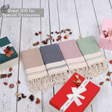 Evelynen Turkish Hand Towels for Bathroom & Kitchen Towels Decorative Set of 2 | Boho Farmhouse Hand Towels with Hanging Loops for Face, Tea, Dish, Kitchen & Bath | (16" x 32" - Khaki)