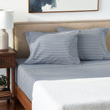 Lacoste 100% Cotton Percale Sheet Set, Herringbone Print, Vintage Indigo, Full
