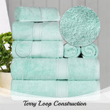 Superior Egyptian Cotton Pile 6 Piece Towel Set, Includes 2 Bath, 2 Hand, 2 Face Towels/Washcloths, Ultra Soft Luxury Towels, Thick Plush Essentials, Guest Bath, Spa, Hotel Bathroom, Sea Foam