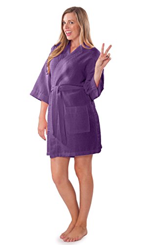 Turquaz Lightweight Thigh Length Robes For Women - Waffle Kimono Bride ...