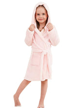 Umeyda Girls' Bathrobe, Plush Pool Cover up Hooded Fleece Robe Bathrobe for Toddler Little & Big Girls, Pink, US 3T, CN 100