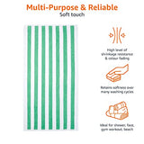 Amazon Basics Quick Dry, Large, Absorbent, Soft Cabana Stripe Beach Towel - 2-Pack, 30 in x 60 in, Green