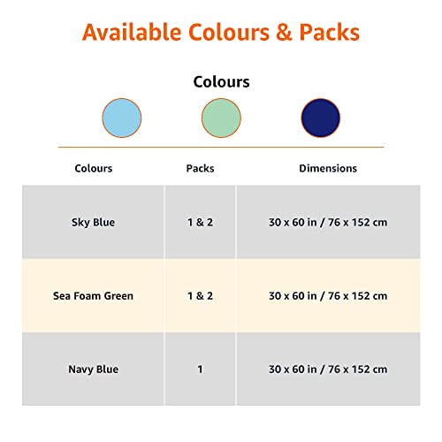 Amazon Basics Quick Dry, Large, Absorbent, Soft Cabana Stripe Beach Towel - 2-Pack, 30 in x 60 in, Green