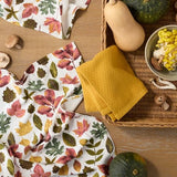 Martha Stewart Autumn Harvest Falling Leaves Kitchen Towel 3-Pack Set, 100% Cotton with Absorbent Terrycloth, Decorative