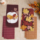 Ritz Harvest Cotton Kitchen Towel Set, Painted Leaves, 16x26 in, 4pc