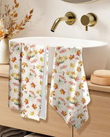 Miss Adola 150GSM Flour Sack Kitchen Towels Set of 2, Pumpkin Leaf