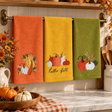 JarThenaAMCS 3Pcs Fall Hand Towels for Bathroom, Embroidered Pumpkin