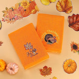 Quera 2 Pack Thanksgiving Fall Hand Towels Autumn Leaves Turkey Embroidered Premium Luxury Decor Fall Bathroom Decorativ