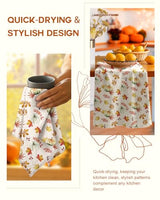 Miss Adola 150GSM Flour Sack Kitchen Towels Set of 2, Pumpkin Leaf