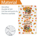 Unibyby Thanksgiving Kitchen Towels, Turkey Towels Set of 2, Farmhouse Give Thanks Dish Hand Towels with Orange White Bu