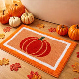 Boao Fall Pumpkin Bathroom Rug Orange Autumn Tufted Bath Mat