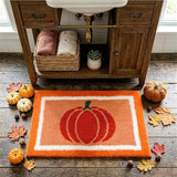 Boao Fall Pumpkin Bathroom Rug Orange Autumn Tufted Bath Mat