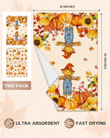 Miss Adola Fall Microfiber Kitchen Towels Set of 2, Straw Pumpkin