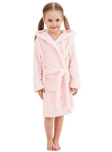 Umeyda Girls' Bathrobe, Plush Pool Cover up Hooded Fleece Robe Bathrobe for Toddler Little & Big Girls, Pink, US 3T, CN 100