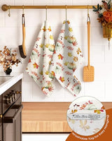 Miss Adola 150GSM Flour Sack Kitchen Towels Set of 2, Pumpkin Leaf