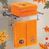 Quera 2 Pack Thanksgiving Fall Hand Towels Autumn Leaves Turkey Embroidered Premium Luxury Decor Fall Bathroom Decorativ