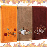 Fanfanwin 3 Pcs Fall Hand Towels for Bathroom 13.8 x 29.5 Inch Autumn Decorative Bath Towels Sets 100% Cotton Embroidere