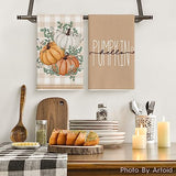 Artoid Mode Orange Hello Pumpkin Fall Kitchen Towels Set of 4 18x26 Inch