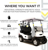 STICKIT Magnetic Towel, Gray | Top-Tier Microfiber Golf Towel with Deep Waffle Pockets | Industrial Strength Magnet for Strong Hold to Golf Carts or Clubs