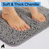 GORILLA GRIP Bath Rug Mat for Bathroom, Absorbent Chenille, 24x17 Gray