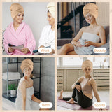 HOMEXCEL 5 Pack Microfiber Hair Towels - 40 x 20 inches Super Soft, Fast Drying Turbans for Long, Thick, Curly Hair - Anti Frizz Wrap with Elastic Strap, Brown/Grey