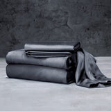 LUXOME Luxury Sheet Set | 100% Rayon (Viscose) from Bamboo | Queen Size - Charcoal | Deep Pockets | 4-Piece Set (Fitted, Flat, 2 Pillowcases)