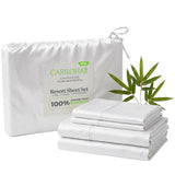 Cariloha Resort 100% Organic Bamboo Viscose Sheets - 4-Piece King Sheet Set - 18 in Extra Deep Pockets - Sateen Weave, Cooling, Luxury Sheets - Oeko-TEX Standard 100 - White