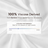 JSELF 100% Viscose Derived from Bamboo Sheet Set - Hotel Luxury Cooling Bed Sheets for Hot Sleepers & Night Sweats, 18" Deep Pocket, Soft & Breathable, Oeko-TEX (White with Blue Tape, Queen)