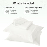 Love's cabin 4 Piece King Size Sheet Set, 100% Rayon Derived from Bamboo, Cooling & Breathable, Soft Silky Deep Pocket up to 16", Hotel Luxury Bedding for Hot Sleepers, White
