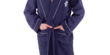 Classic Turkish Towels - 100% Turkish Cotton Unisex Long Bathrobe - Ultra Soft & Absorbent Nautical Waffle Robe, Hotel Comfort & Spa Quality - Navy (L/XL)