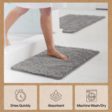 GORILLA GRIP Bath Rug Mat for Bathroom, Absorbent Chenille, 24x17 Gray