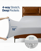 REST® Evercool®+ Cooling Sheet Set, Queen Size, Light Gray, Breathable Bed Sheets for Hot Sleeper and Night Sweats, with Pillowcases, with Ionic+ Self-Cleaning Silver Yarn for Sensitive Skin, 4PCS