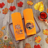 Quera 2 Pack Thanksgiving Fall Hand Towels Autumn Leaves Turkey Embroidered Premium Luxury Decor Fall Bathroom Decorativ