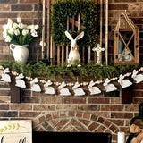 Bunny Chorus Easter Decorations Garlands, Cute Easter Bunny with Wooden Beads Garland, Rustic Easter Banner for Wall Home Indoor Outdoor Spring Decor Supplies