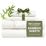 Love's cabin 4 Piece King Size Sheet Set, 100% Rayon Derived from Bamboo, Cooling & Breathable, Soft Silky Deep Pocket up to 16", Hotel Luxury Bedding for Hot Sleepers, White
