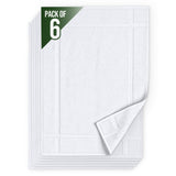 Pearl Linens Pack of 6 100% Cotton Bath Mat Towels, 20x30 inches, Soft & Absorbent Floor Towels for Bathroom, Not Bathroom Rugs, After Shower Mat, 687 GSM, Machine Washable, Airbnb Essentials, White
