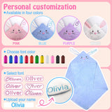 Individz Custom Hooded Bath Towel with Name, Personalized Highly Absorbent Bunny Towels, Baby Bath Towels for Girls Boys, Easter Brithday Shower Gifts for Baby, Toddler, Newborn (Purple)