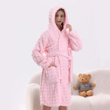 V.&GRIN Girls Hooded Towel Robe, Soft Microfiber Quick-Dry Bathrobe (Light Pink,9-10)