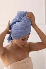 Curly Girl Microfiber Hair Towel Wrap for Women, 41" x 31" Large Quick Dry Hair Towel, Secure Fit with Elastic Strap, Anti-Frizz Hair Plopping Wrap for Long, Thick Hair
