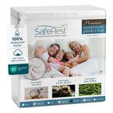 SafeRest Waterproof Queen Size Mattress Protector - Fitted with Stretchable Pockets - Machine Washable Cotton Blend Mattress Cover for Bed