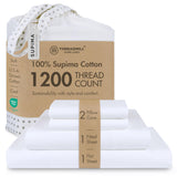 Threadmill 1200 Thread Count Supima Cotton King Sheet Set, Sateen, White