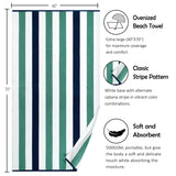 Bornbay Cotton Oversized Beach Towel - Extra Large 40"X70" Plush Thick Pool Towel, XL Fluffy Stripe Beach Towels Teal Swimming Towel for Adults Mens Women (White Teal Blue)
