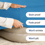 Extra Deep Cal King Fitted Sheet - Hotel Luxury Single Fitted Sheet Only - Easily Fits 18 inch to 24 inch Mattress - Ultra Soft, Wrinkle Free w/Extra Deep Pockets - Breathable & Comfy - Denim Blue