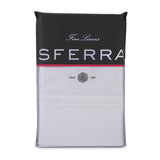 Sferra Grande Hotel Sheets - King, White/White, Italian Woven Cotton Percale Fabric Hotel Style Bedding, Double Row Satin Stitch Embroidery On Sheets & Pillowcases